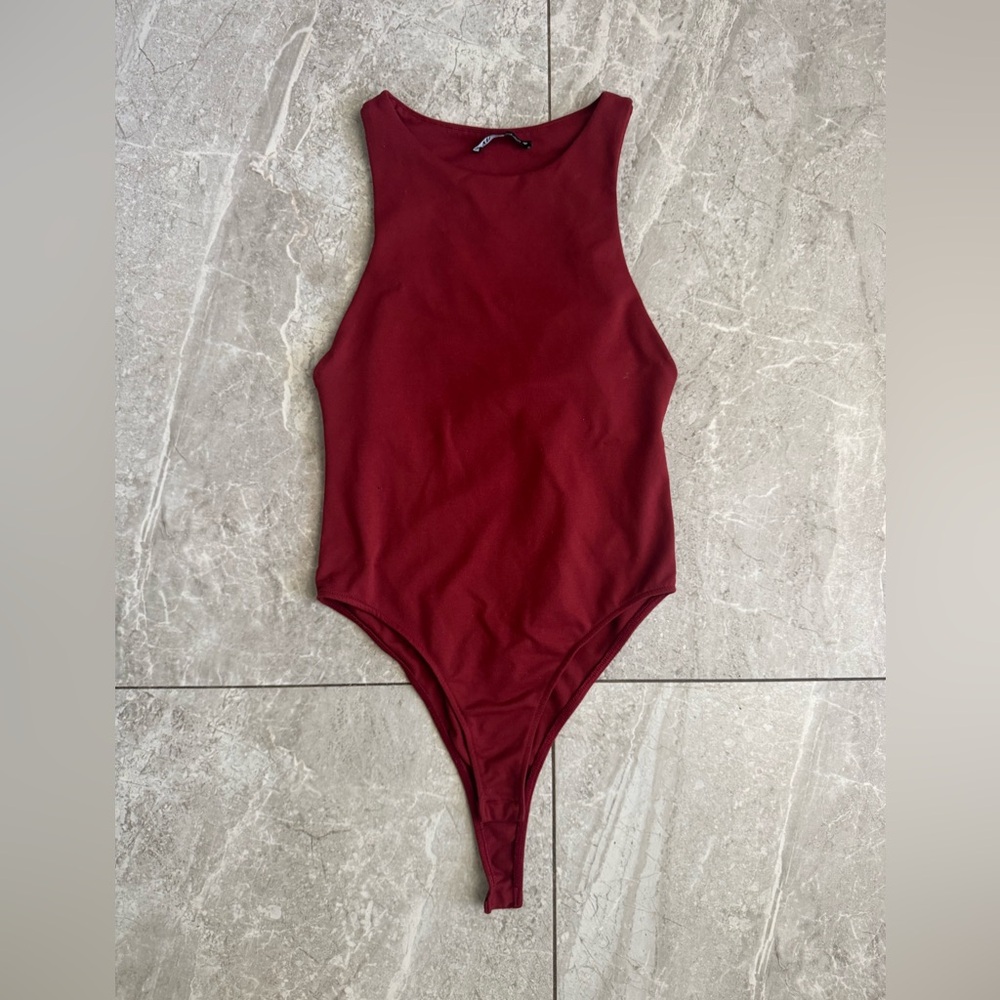 ZARA Burgundy Sleeveless Bodysuit